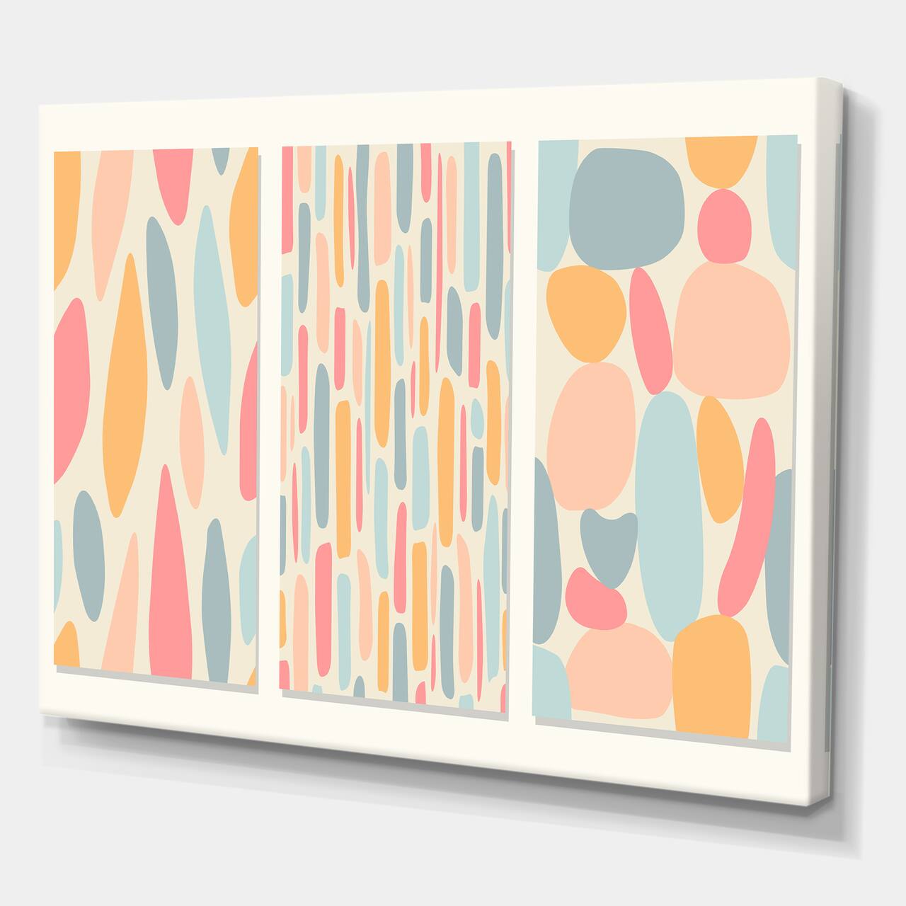 Designart - Patchwork of Pastel Shaped Organic Shapes - Modern Canvas Wall Art Print
